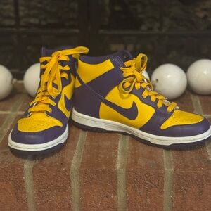 Nike Dunk High Kids Sneakers - Bold Purple and Yellow